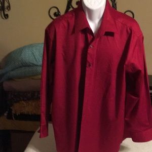 Men Big /Tall deep red lux sateen dress shirt long sleeves .
